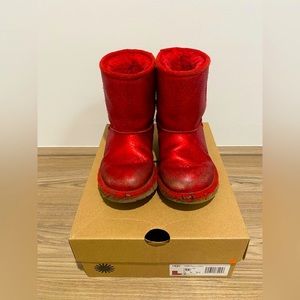 Kids UGG T Classic II Metallic Sparkle Red